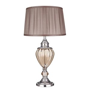 Searchlight Lampe à poser Greyson avec abat-jour en tissu brun