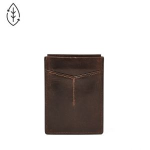 Fossil Homme Portefeuille Pince &Agrave; Billets Derrick Porte-Cartes Magn&eacute;tique Marron ML3812-201