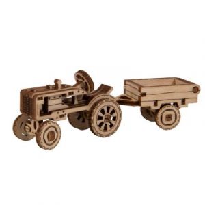 Wooden City Maquette en bois : work horse 3 : farmall tractor model a+ trailer