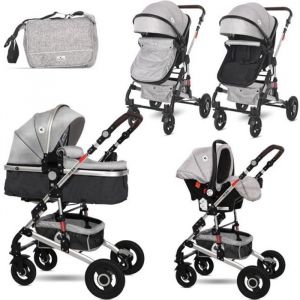 Lorelli Poussette combinée trio 3 en 1 avec siège auto 0m+ ALBA SET gris