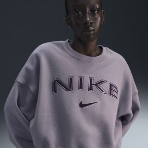Nike W NSW PHNX FLC OOS LOGO CREW lt violet ore/burgundy crush, Apparel, en pourpre, taille: M - Couleur pourpre - Taille M