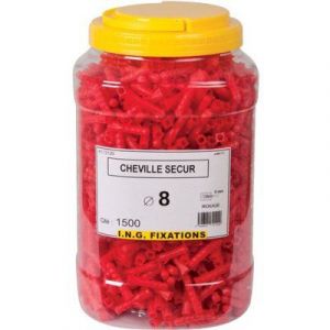 ING Fixations Cheville à expansion rouge Ø 8 mm Secur - Seau de 1500 pièces