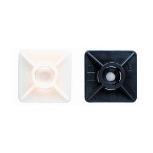 Index 100 base adhesive deux voies, pour collier de serrage en nylon 19 x 19 mm, blanc - BBANA19