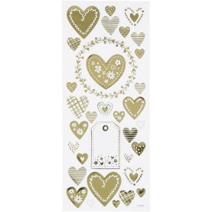 Image de Creotime Stickers fantaisie dorés - Coeurs - 33 pcs