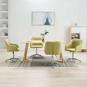 Image de VidaXL 4 pcs Chaises pivotantes de salle à manger Vert Tissu