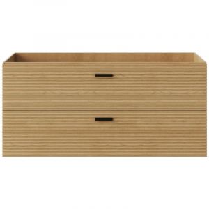 Vente-unique - Meuble sous vasque suspendu strié - 2 tiroirs - Naturel clair - 120 cm - sarone