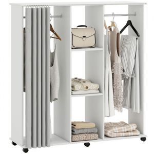 Homcom Armoire penderie - Bois - 120x40x128cm - blanc
