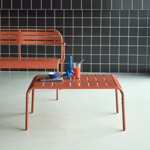 Table basse de jardin rectangulaire acier 90cm terracotta - Am&eacute;lia
