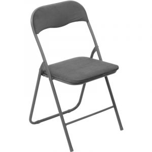 Chaise Pliante Effet Velours - Gris Clair