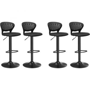Songmics Lot de 4 Tabourets de Bar Noirs Réglables en Hauteur LJB04BK-4