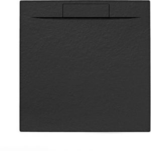 Swiss Aqua Technologies Fusion Receveur de douche 90x90cm en marbre coulé avec siphon, Noir (SATFU9090G-S)