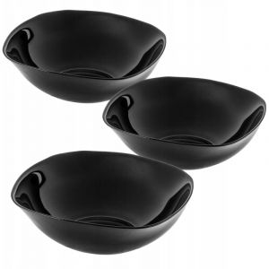 Bol &agrave; salade bol &agrave; soupe en verre 19Cm pour soupe ensemble de d&icirc;ner noir 3 pi&egrave;ces