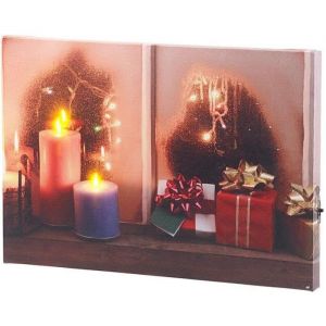 Infactory Tableau lumineux -Une fen&ecirc;tre &agrave; No&euml;l- 30 x 20 cm