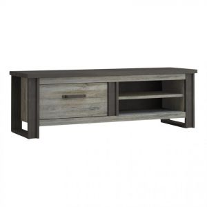 Time But Meuble TV 1 tiroir L.169 BAXTER imitation ch&ecirc;ne gris