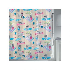 MSV Rideau de douche Polyester BEACH DOGS 180x200cm QUALITÉ PREMIUM Multicolor - Multicolor