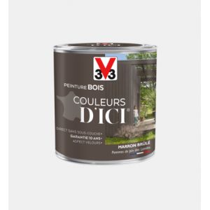 V33 Peinture bois Couleurs d'ici marron br&ucirc;l&eacute; Velours 0 5L