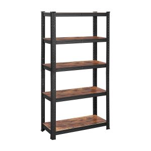 Songmics Etagère de rangement industrielle en métal noir avec niveaux réglables - L75 x H175 cm