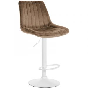 CLP Tabouret de bar velours ajustable pivotant velours Marron