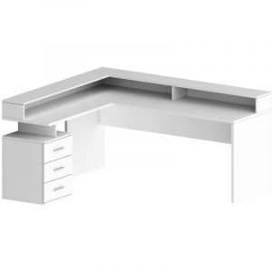 Bureau Dcerretell, Bureau d'angle avec plateau, Bureau polyvalent, 180x90h160 cm, Blanc - Dmora