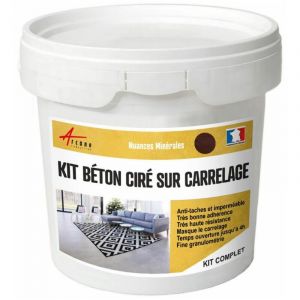 Image de Arcane industries Béton ciré sur carrelage cuisine salle de bain mural sol plan de travail décoratif revêtement douche kit - Arabica - Marron - kit
