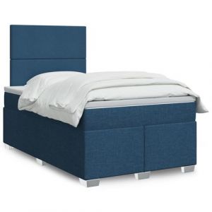 VidaXL Sommier &agrave; lattes de lit avec matelas Bleu 120x200 cm Tissu, lit, lit &agrave; plate-forme, lit &agrave; panneaux, meuble de chambre &agrave; coucher, canap&eacute;-lit