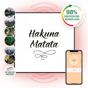 Klarstein Radiateur infrarouge Wonderwall Air Art - Panneau chauffant - 60x60cm - 350W - Connecté - Devise cadre noir