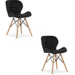 Chaise LAGO en velours - noir x 2