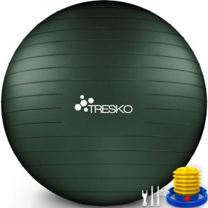 TRESKO Ballon Fitness Yoga Balle d&rsquo;Exercice Antid&eacute;rapant Balle Gymnastique avec Pompe 300 kg avec pompe &agrave; air Noir 55cm