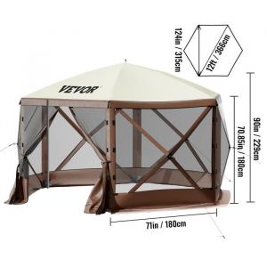 VEVOR Tente Auvent Abri Pare-Soleil Camping Gazebo Pop-up 6 Côtés 3,66 x 3,66 m