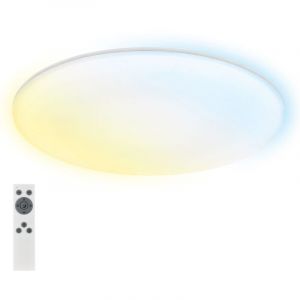 BRILONER - Plafonnier LED pour salle de bain avec lumi&egrave;re indirecte, t&eacute;l&eacute;commande, protection contre la poussi&egrave;re et les &eacute;claboussures, cuisine, lampe pour pi&egrave;ces humides, 45 x 5 cm, blanc