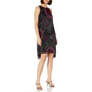 Image de Desigual Robe asymétrique sans manches à imprimé mandalas Galactic Noir - Taille 038