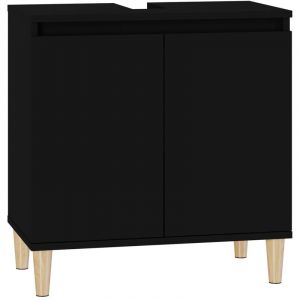 Meuble d'&eacute;vier noir 58x33x60 cm bois d'ing&eacute;nierie 02_0006842