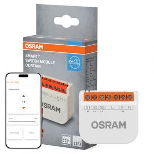 Osram Module de commutation WiFi SMART+ pour volet roulant, moteur 4A, blanc Module interrupteur de rideau Wi-Fi SMART+, charge moteur 4 A, commande de volet roulant, maison connect&eacute;e, compatible