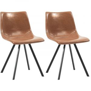 Image de VidaXL Chaises de salle à manger 2 pcs Marron brillant Similicuir