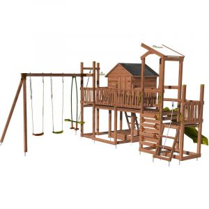 Soulet Aire de jeux pour enfant maisonnette avec mur d'escalade et corde &agrave; grimper - COTTAGE CRAZY sans optionEn Bois -Pour
