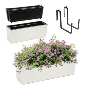 KADAX Jardinière en Plastique, 18,5x56 cm, bac à Fleurs avec Insert, jardinière de Balcon résistante aux intempéries, Pot de Fleurs rectangulaire