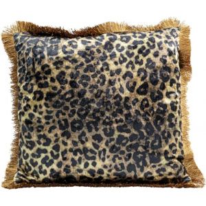 Kare Design Leo Fringe Marron/dor&eacute; 55 x 55 cm Housse Amovible avec Fermeture &eacute;clair, avec Bords bord&eacute;s, Coussin d&eacute;coratif avec Rembourrage