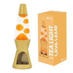 Fisura - Lampe à lave avec bougie. Lampe à lave sans électricité. Lampe à lave jaune. Lampe éco-responsable. Cadeau original. Dimensions : 29 cm x 8,5 cm
