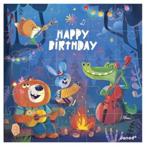 Janod Carte Anniversaire Puzzle - Carte Cadeau Puzzle 25 Pi&egrave;ces For&ecirc;t + 1 Carte + 1 enveloppe - Id&eacute;al Cadeau Anniversaire, Carte v&oelig;ux - D&egrave;s 3 Ans
