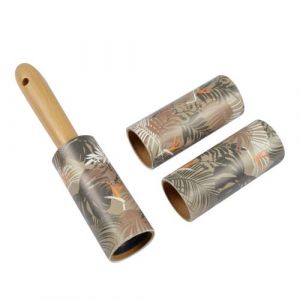 Homea Brosse Vêtements Adhésive Manche en Bambou 20 Feuilles + 2 Recharge 20 Feuilles