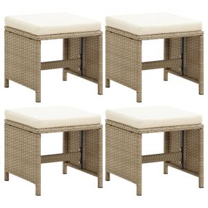 VidaXL Tabourets de jardin 4 pcs avec coussins R&eacute;sine tress&eacute;e Beige