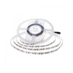 V-TAC Ruban LED bobine de 5 m&egrave;tres 12 W au m&egrave;tre ruban lumineux SMD 2835 Couleur de la lumi&egrave;re blanche froide 6500 K d'int&eacute;rieur avec bande adh&eacute;sive, aliment&eacute;e &agrave; 24 V.