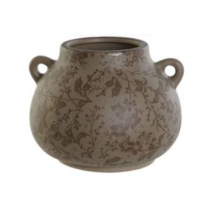 Home ESPRIT Vase Marron Vert gr&egrave;s Feuille de Plante 21 x 20 x 16 cm