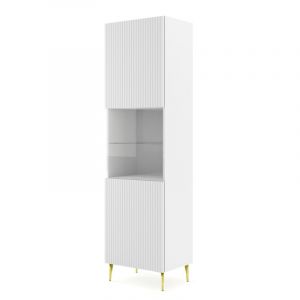 Vitrine en bois et pied doré "Ravenna" - Blanc - H 215 cm