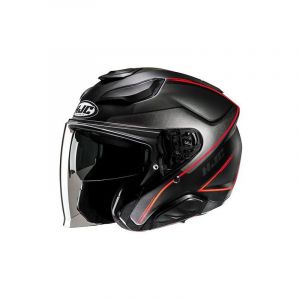 HJC Casque jet F31 Ludi MC1SF noir/gris/rouge mat- L