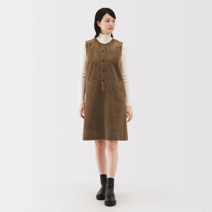 Robe tablier en velours c&ocirc;tel&eacute; de Kapok m&eacute;lang&eacute; pour femme