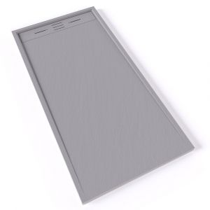 Image de HIEMAL Receveur de douche 80 x 160 cm résine Gris aspect ardoise + bonde incluse - Salle de bain