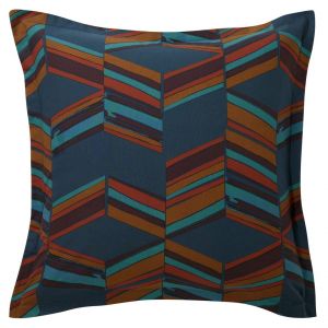 Taie d'oreiller volant carrée JEUX GRAPHIQUES style chevrons, multicolore