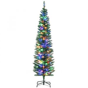 Homcom Sapin de No&euml;l artificiel lumineux 150 led multicolores &oslash; 50 x 180H cm 390 branches forme cypr&egrave;s vert
