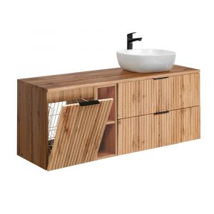 Petits-meubles - Meuble simple vasque 140cm 2 niches panier à linge Adriel Bois